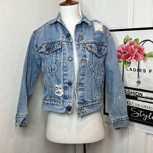 Vintage Levi’s Orange Tab Distressed Jean Trucker Jacket Size S